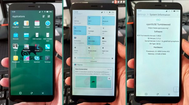 openSUSE с KDE Plasma Mobile на Pine...
