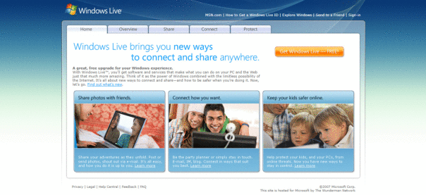 страница Windows live за 2008г....